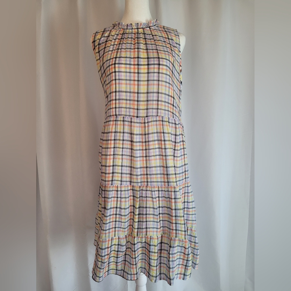 🌻LOFT Pastel Plaid Sleeveless Midi Dress